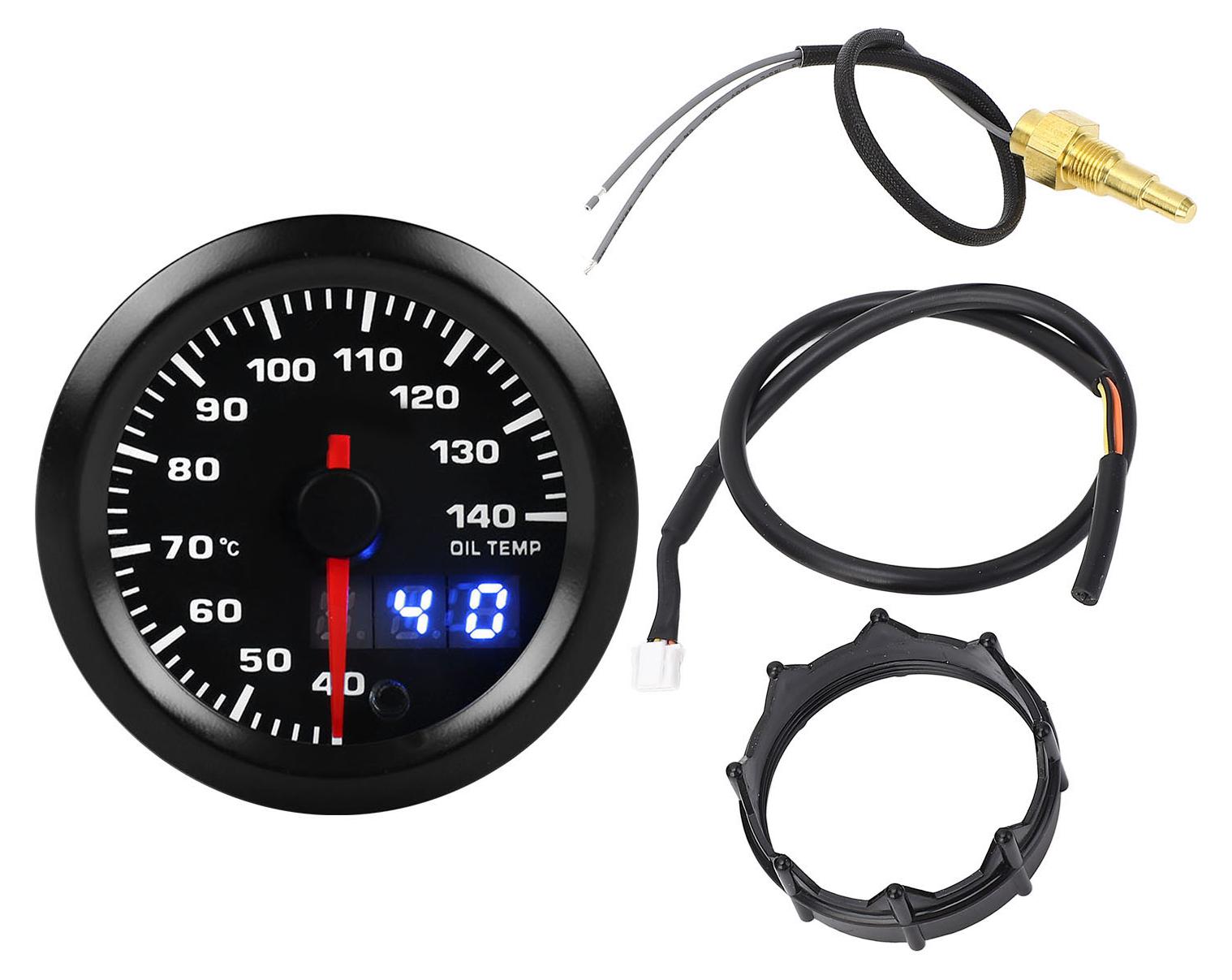 Gistuch 52 mm Öltemperaturanzeige, genaue Überwachung, 40 bis 140 ℃, Zeigeranzeige, universell passend für alle DC12 V-Autos