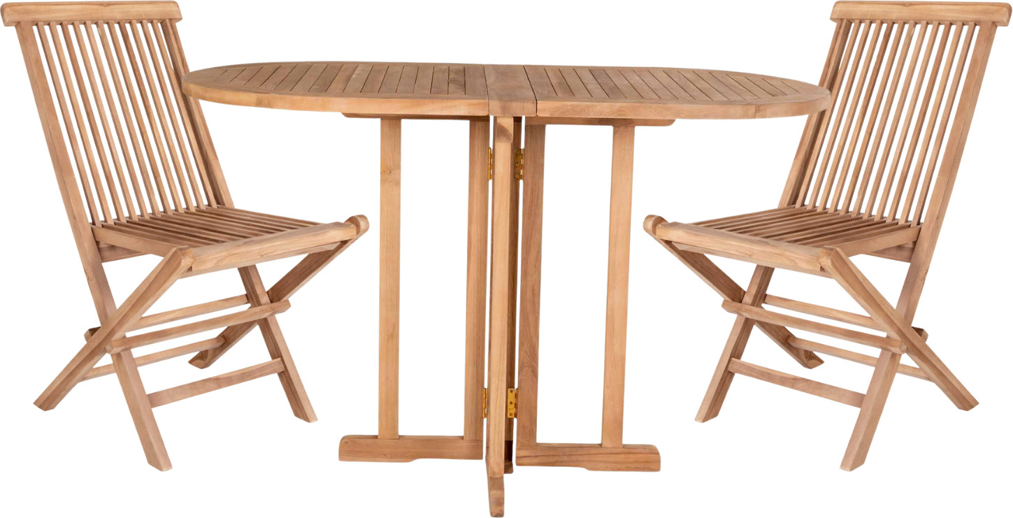 Gartentisch 120 cm + 2 Teakholzstühle