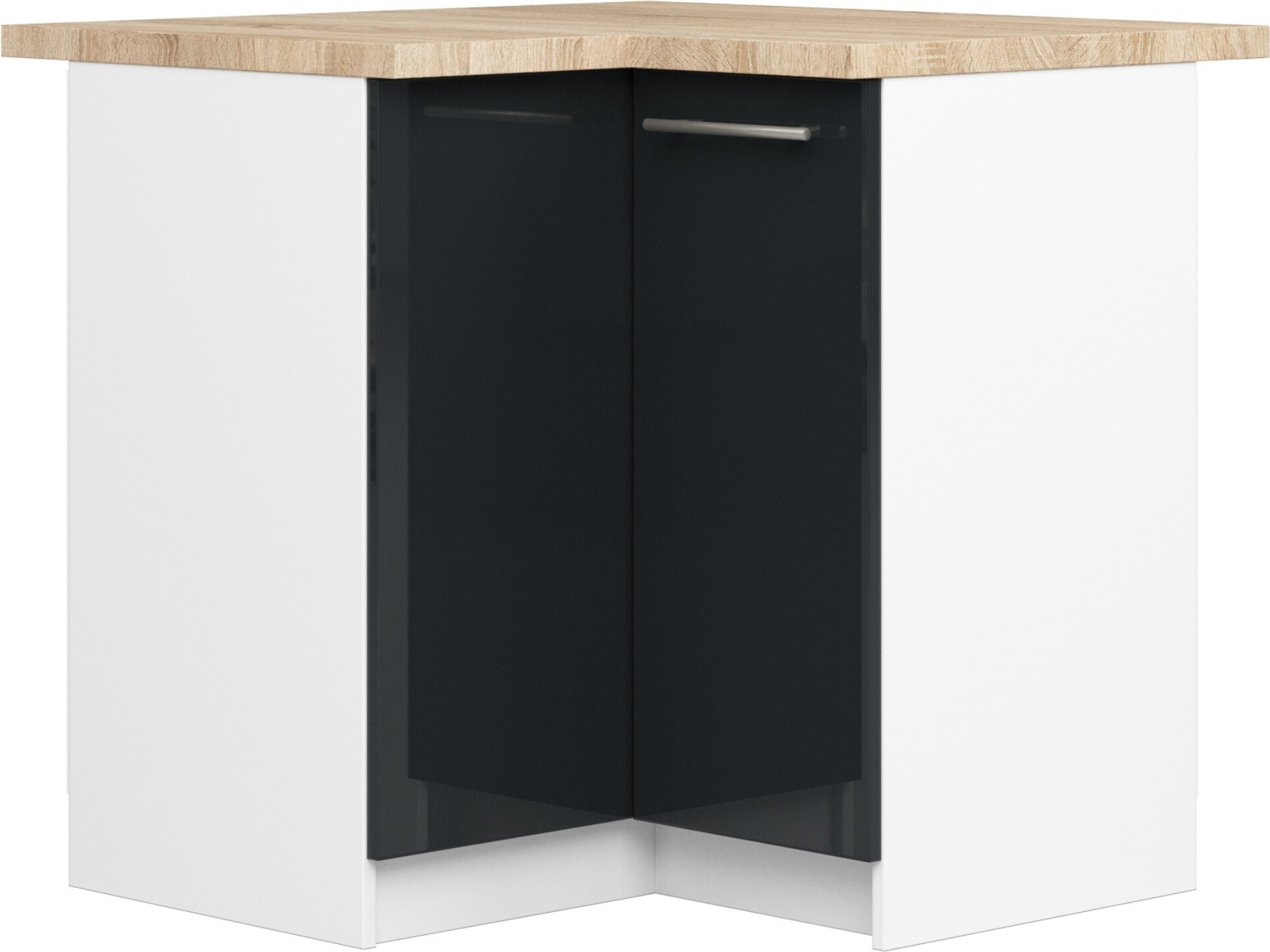 Küchenschrank AKORD OLIWIA S90 Weiß 90 cm Front Graphit Glanz B90 x H85 x T46 cm KS0POLIBIAGRAFPOL010