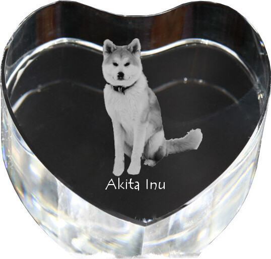 Akita, Akita Inu - Hundebild im Kristall, Kristallherz, einzigartiger Bilderrahmen der Marke Art-Dog