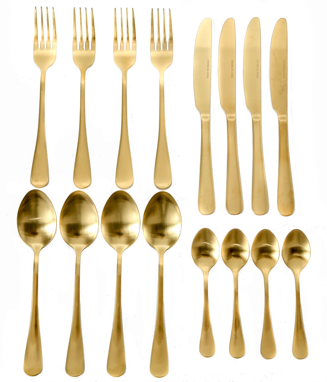 Boltze 7530000 Besteck Edelstahl goldfarben 16teilig Messer Löffel Gabel Teelöffel Essbesteck Service