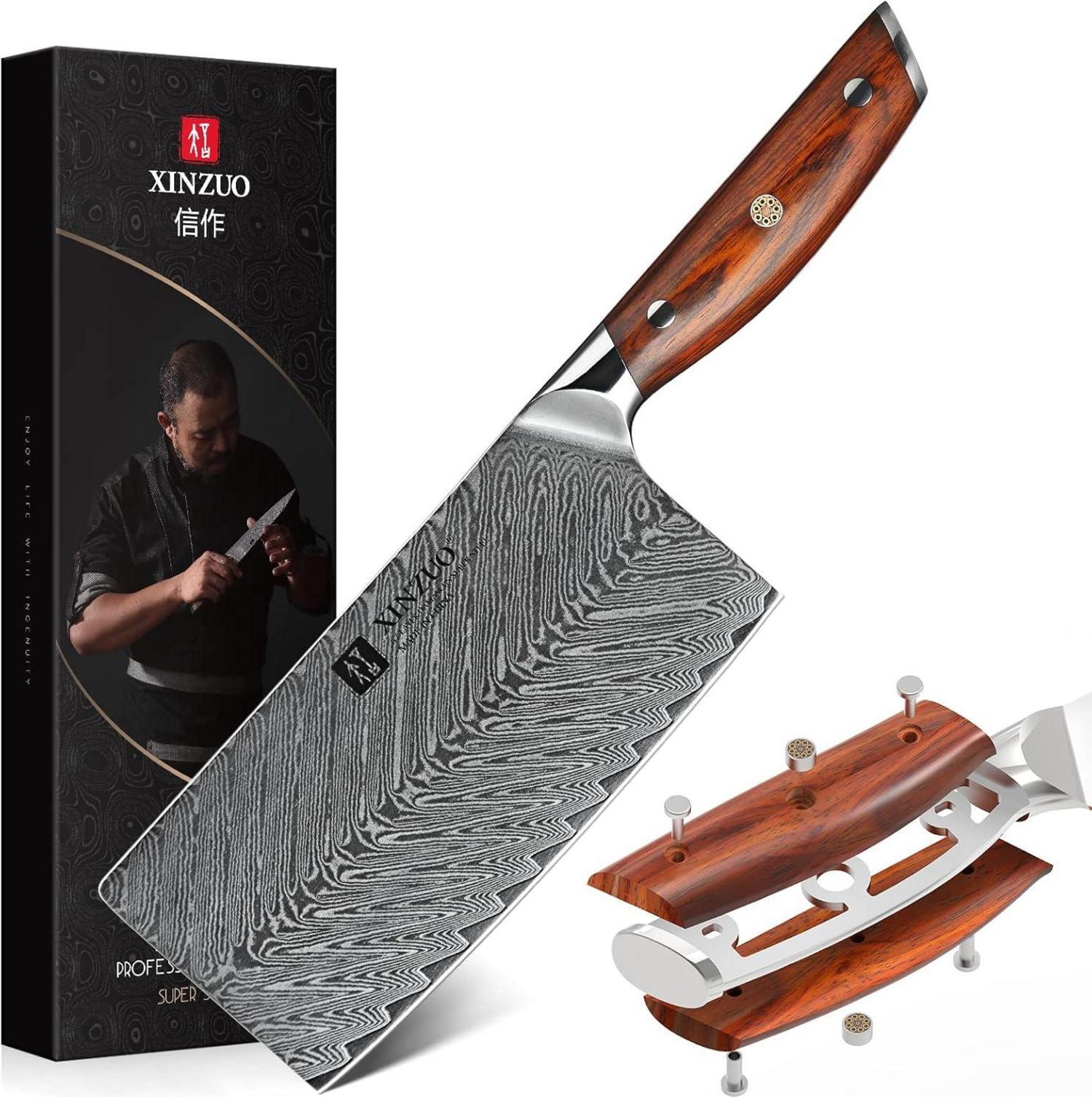 Sonstige XINZUO Damaststahl 18cm Hackmesser mit Rosenholzgriff - Profi Kochmesser