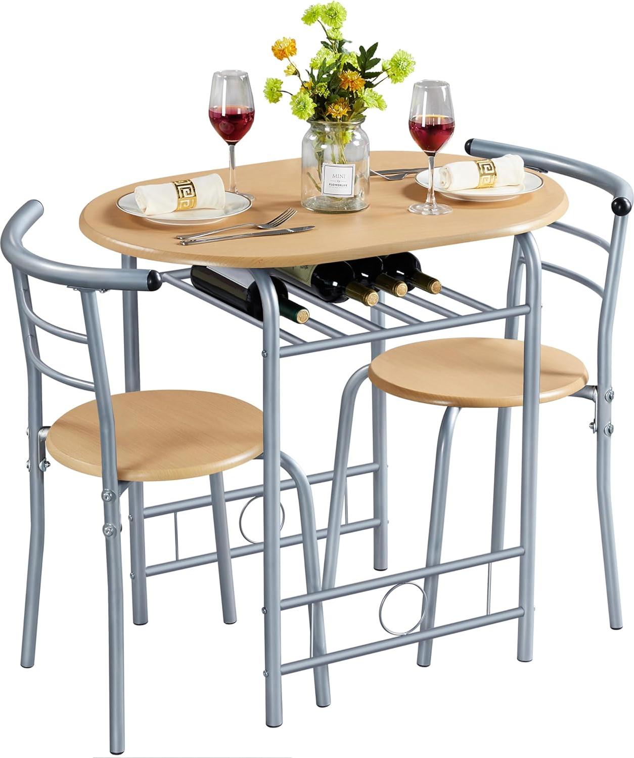 OEM Holzbalkonset 3-teilig mit Tisch und 2 Stühlen 80x53cm Naturholz 2026