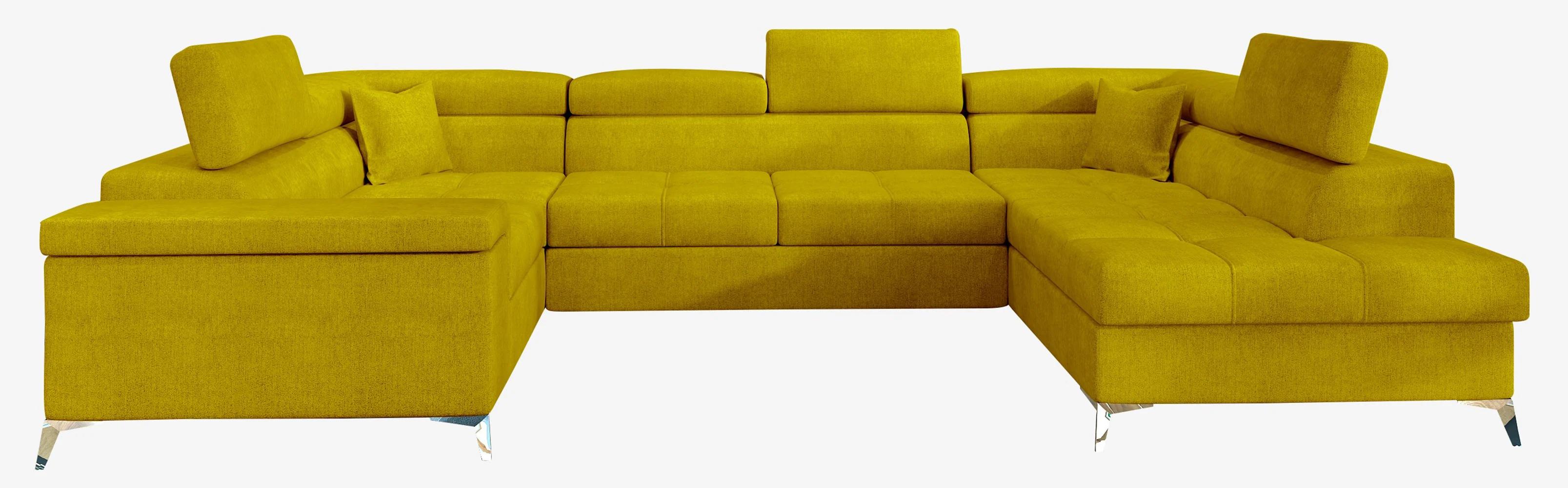 VENETI Geräumiges U-förmiges Sofa SEREIA – gelb, rechte Ausführung 162-01-02041