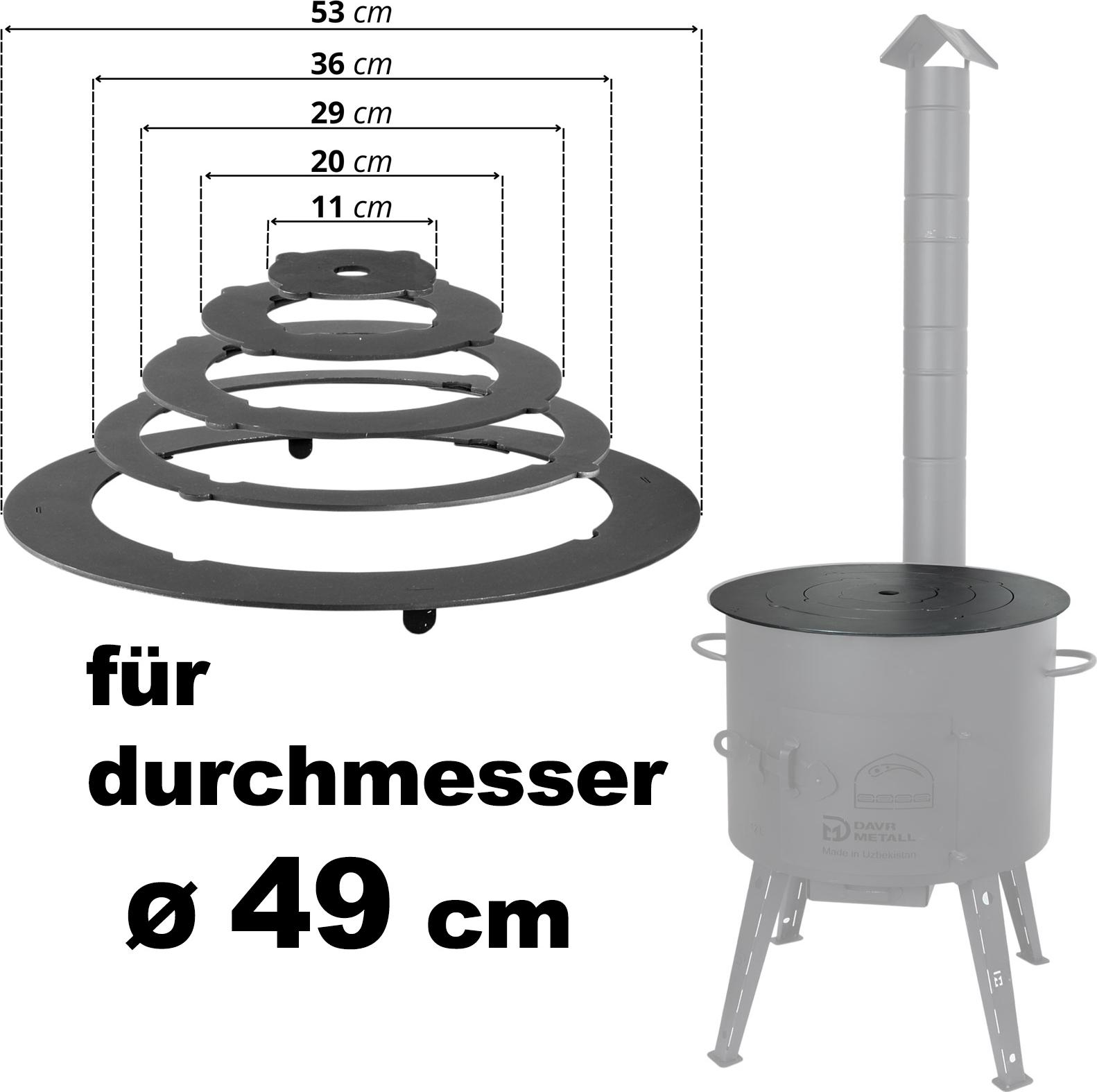 BIG-PAN Ø48-52 cm Adapter - Ringe für Eintopfofen Utschak Herdplatte für Feuerkessel Kasan Adaptierung Kazan DM - Ring 22