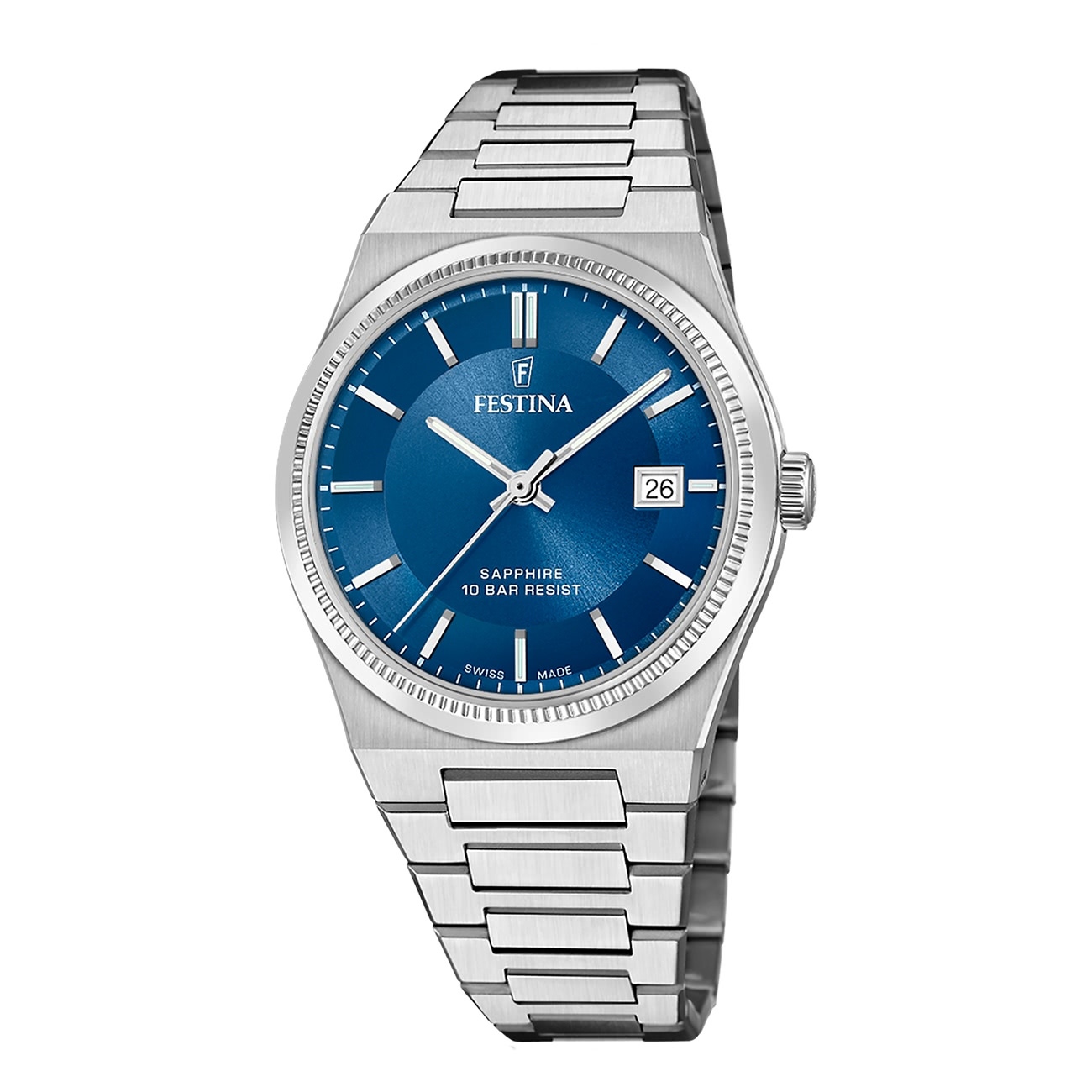 Festina pánske hodinky z ušľachtilej ocele strieborné Festina Swiss made náramkové hodinky UF20034/2