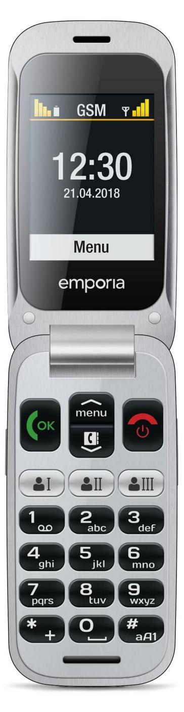 Emporia emporiaONE, Klapphandy, Single SIM, 6,1 cm (2.4"), 2 MP, 900 mAh, Grau, Silber V200_001_SG