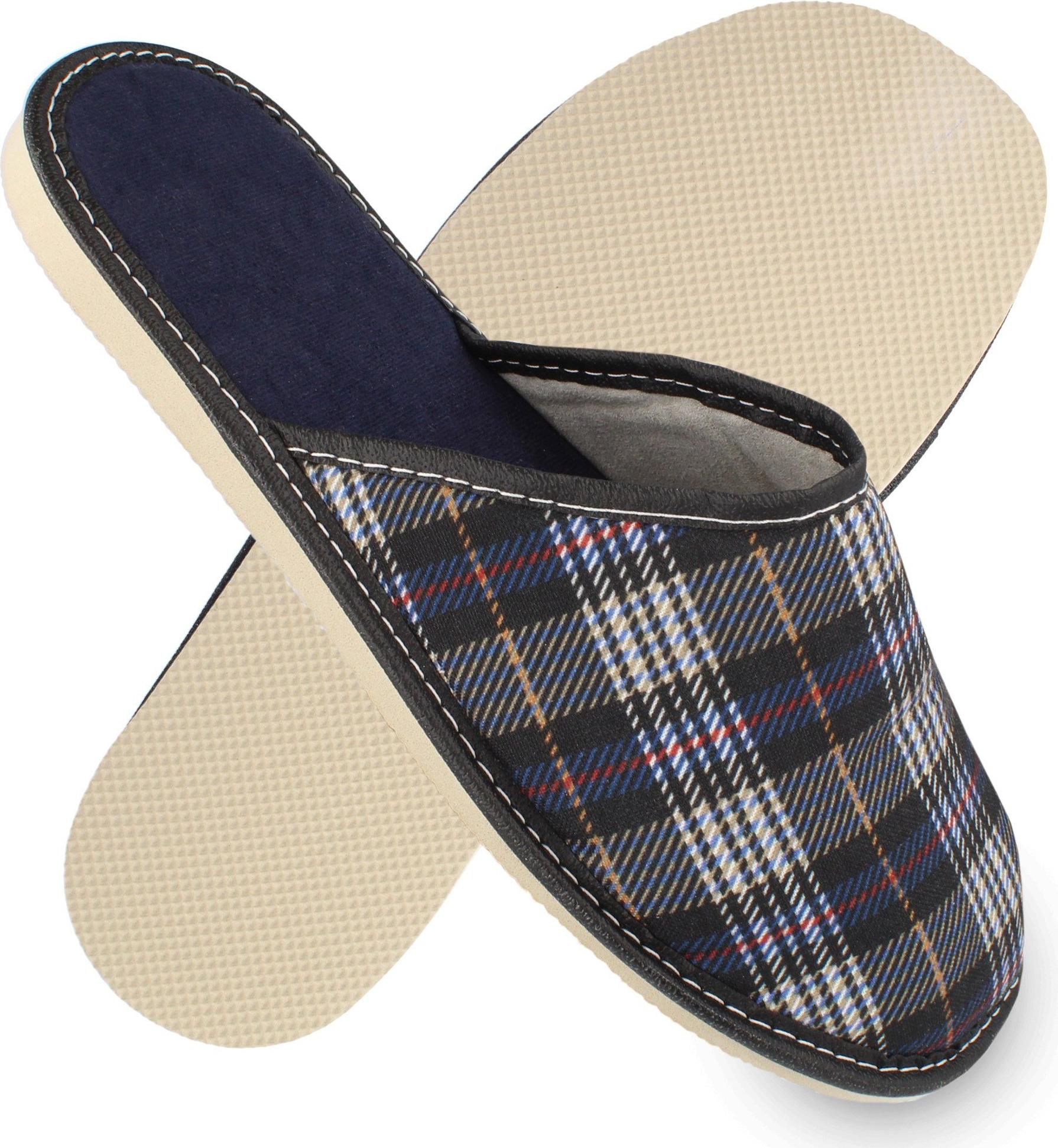 Herren Hausschuhe braun blau kariert Pantoffeln filsko Vejen