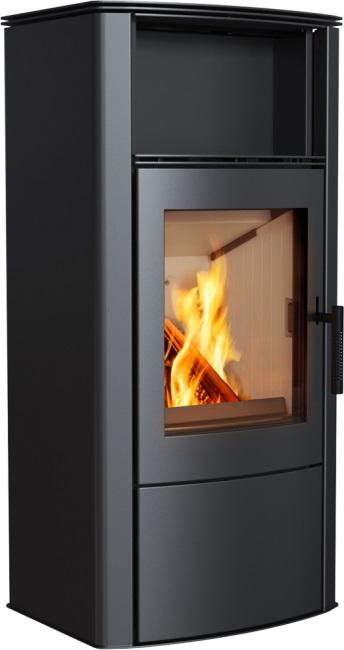 Kaminofen aus Stahl KRATKI PROTON Ø 150 8 kW mit Türfeder KOZA/PROTON/BA1