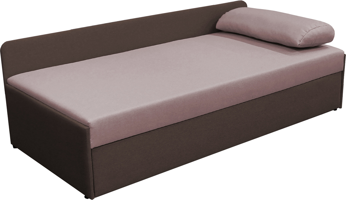 Kondela Gepolstertes Einzelbett (Couch) mit Zustellbett Jalen – hellbraun / braun