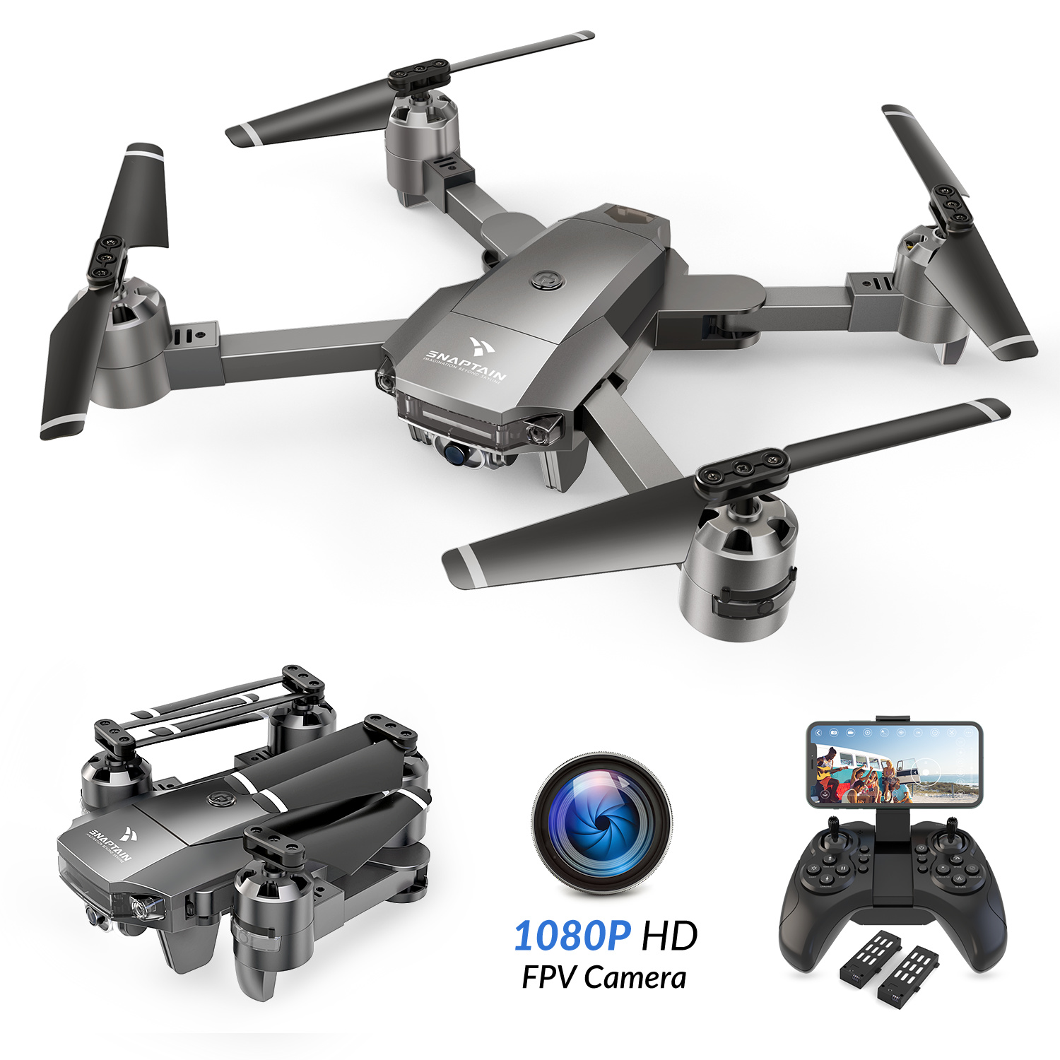 SNAPTAIN A15H Drohne mit Kamera HD 720P Faltbare Drohne FPV WLAN 120°Weitwinkel 