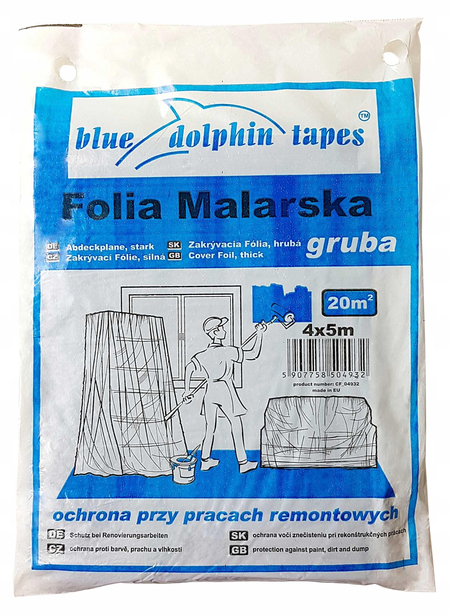 Blue Dolphin Malerfolie Stark 4 x 5 m, reißfeste Abdeckfolie für Maler- und Renovierungsarbeiten CF_4932