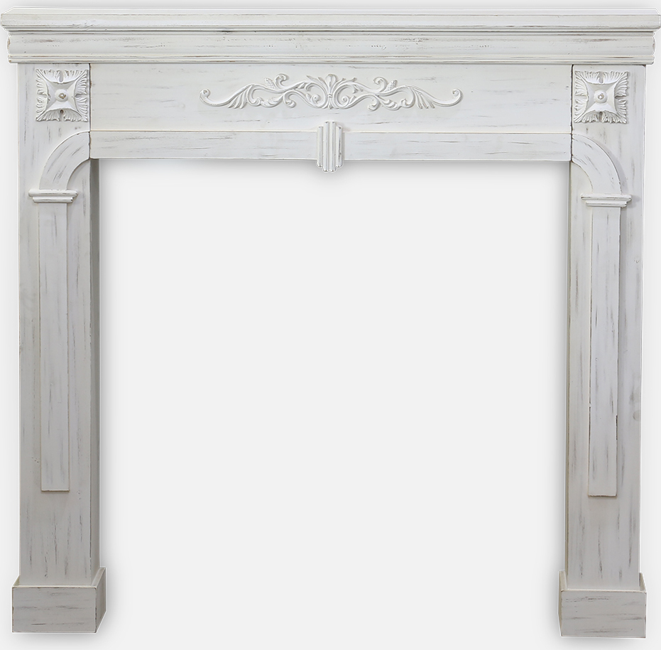 sweeek - Kaminmantel mit gekalkter Holzoptik - Bleiweiß IFPC104WOWH