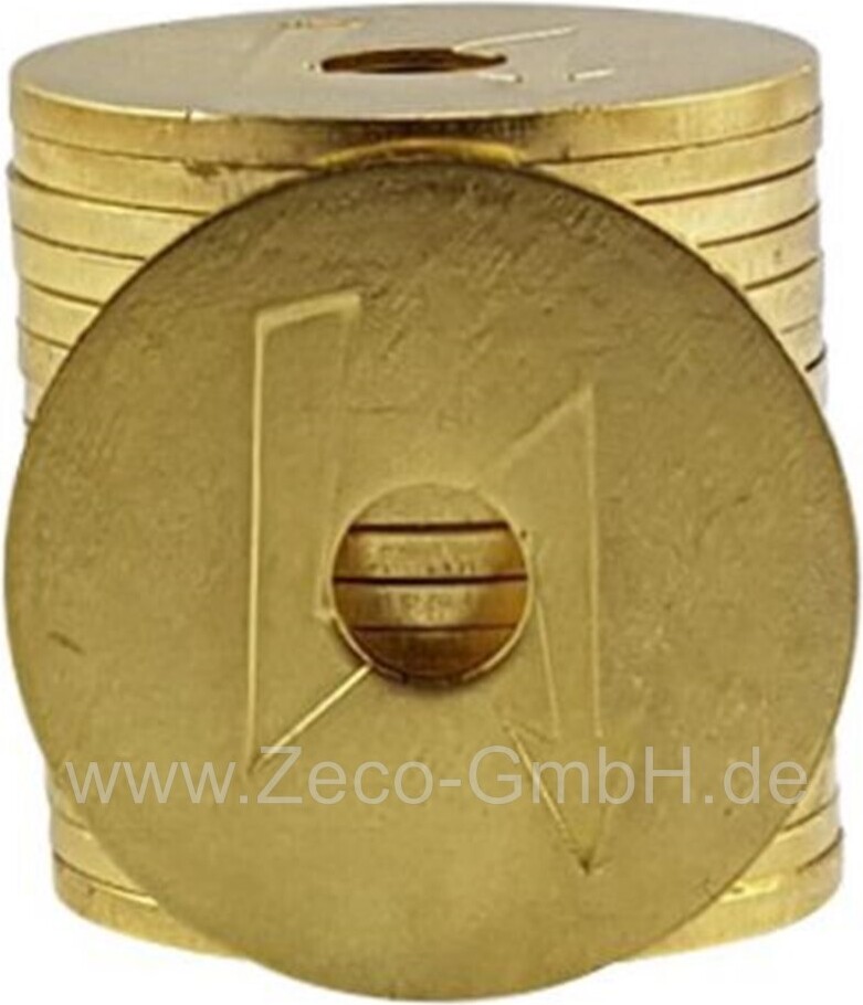 Messing Wertmarke Blitz 26x1,6mm, Waschmarke, Duschmarke Zeco Nr.13 VE=10 1310K