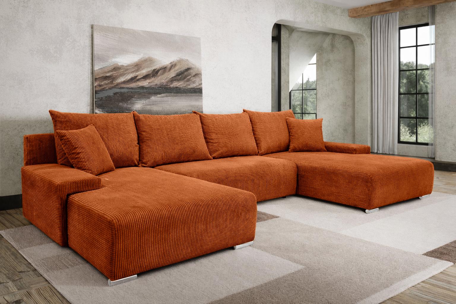 Kaiser Möbel Ecksofa, Sofa U form, Couch U form, Livorno U, stoff Poso, Ecru