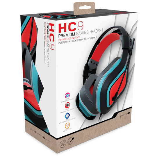 Gioteck - Headset s červeným a modrým káblom HC-9 pre Nintendo Switch (Nintendo Switch)