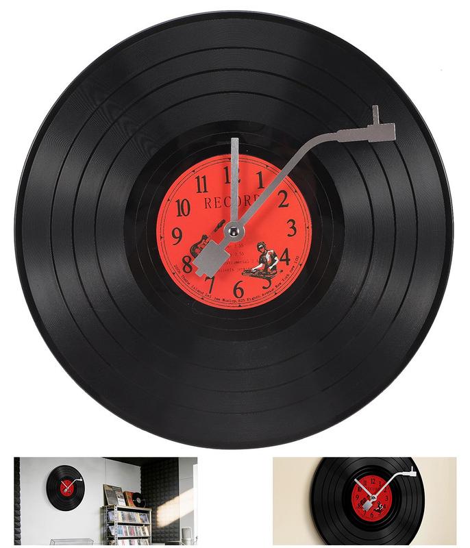 Dopwii Schallplatten Wanduhr Vinyl Retro Design 30 cm, Musik Wanddeko Uhr Wohnzimmer Partykeller Geschenk für Musikliebhaber KAUF-TRAD-HD1470-004