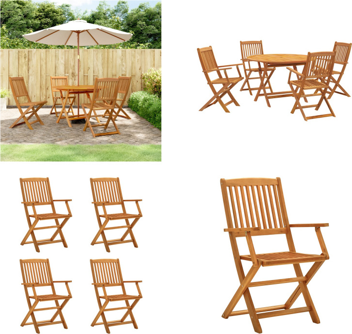 vidaXL 5 ks záhradná jedálenská skupina z masívneho dreva akácie - Záhradná jedálenská skupina - Záhradné jedálenské skupiny - Jedálenská skupina - Skupina na sedenie