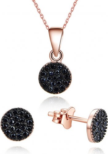 Magická strieborná súprava šperkov so zirkónmi AGSET267-ROSE (náhrdelník, náušnice)
