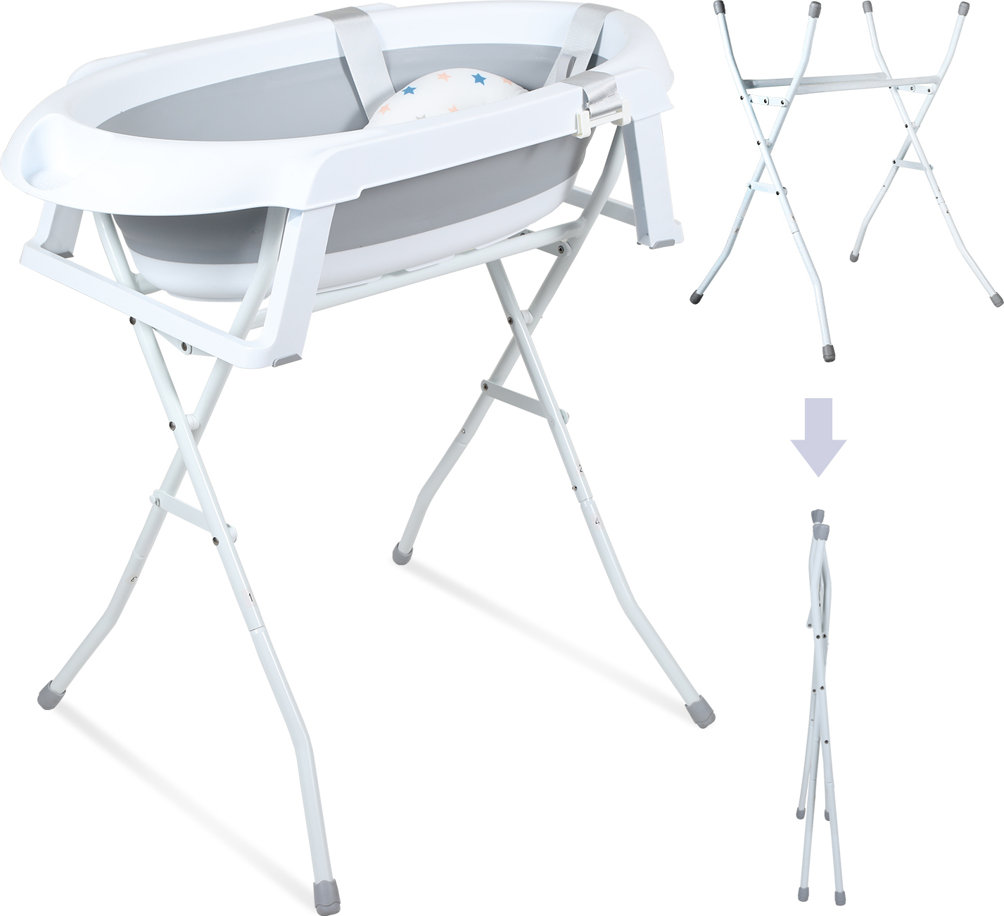 HENGDA Babybadewanne mit Gestell 85cm - Baby Badewanne Faltbar mit Badekissen - Babywanne mit Ständer Sicher für Ihr Baby - Babybadewanne Neugeborene RL-BB9666-1-HD