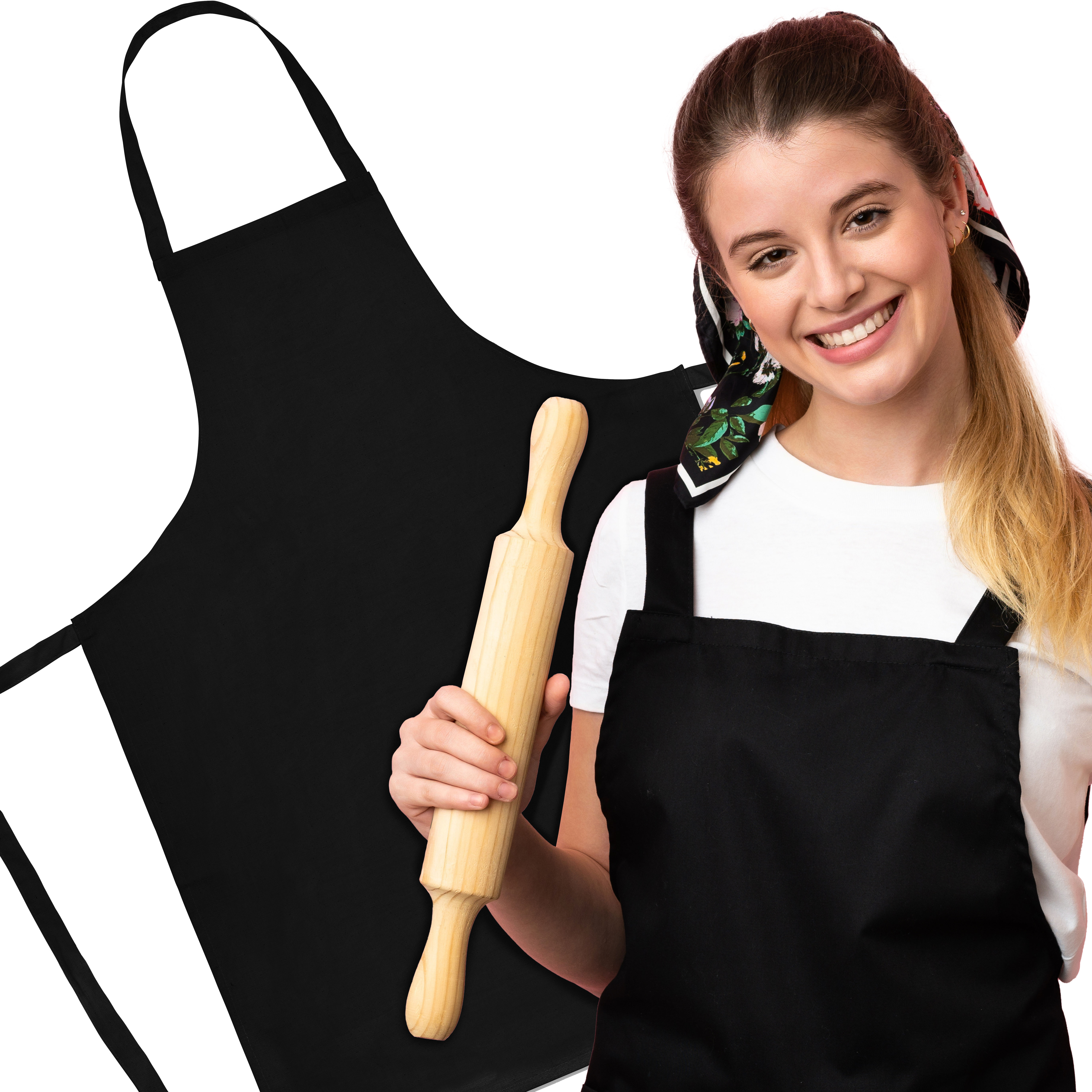 Premium Küchenschürze Schwarz 68×94 cm – Kochschürze für