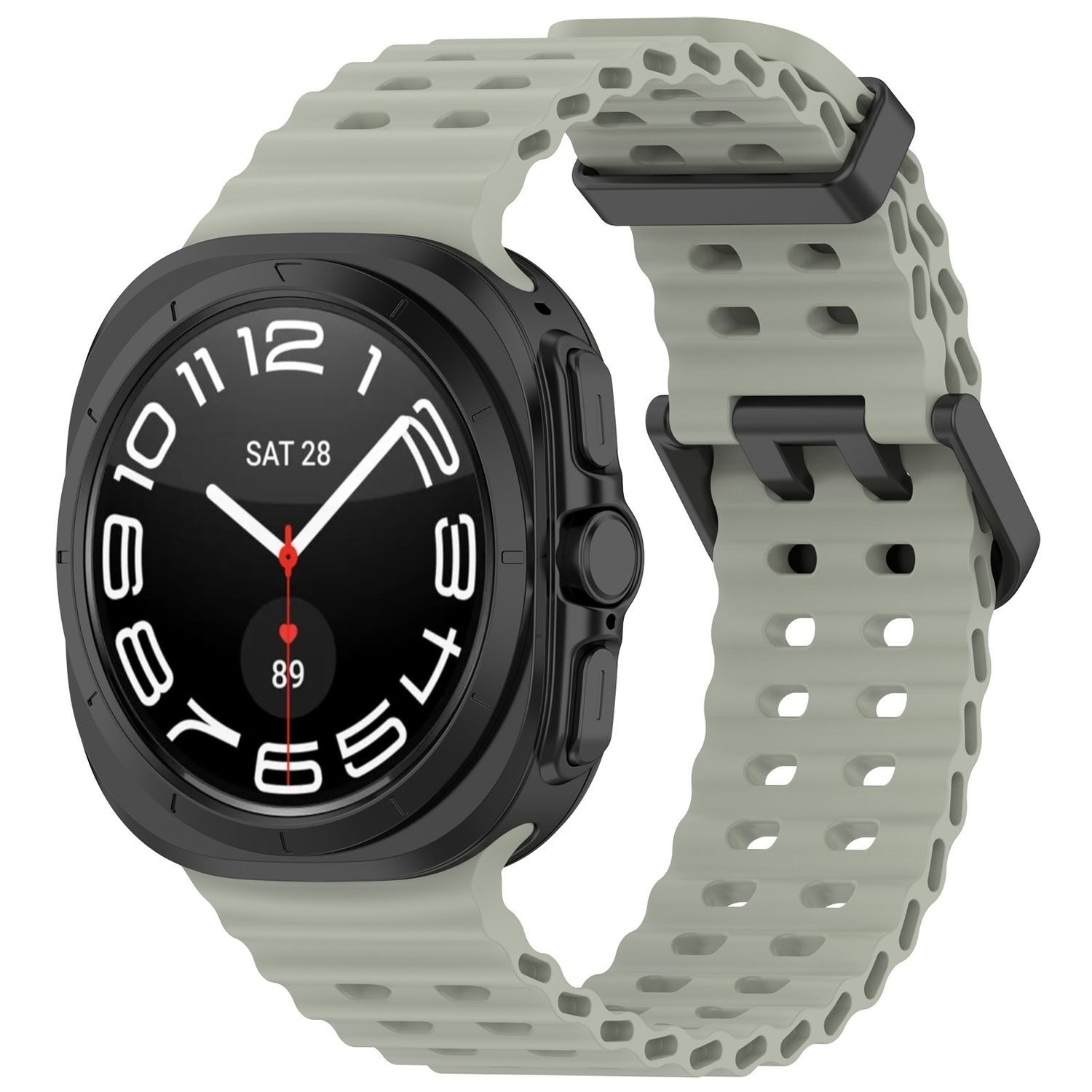 Pre Samsung Galaxy Watch Ultra 47 mm Silikónový dizajn Dvojitá pracka Náhradný pás na ruku Sage Green