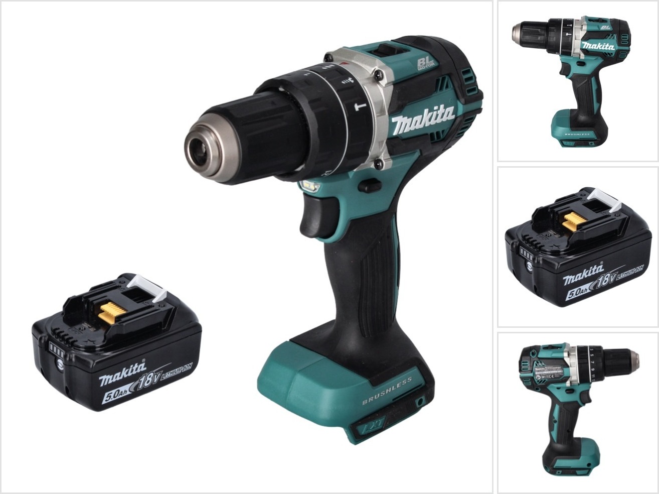 Akumulátorová príklepová vŕtačka Makita DHP 484 T1 18 V 54 Nm bez kefiek + 1x akumulátor 5,0 Ah - bez nabíjačky