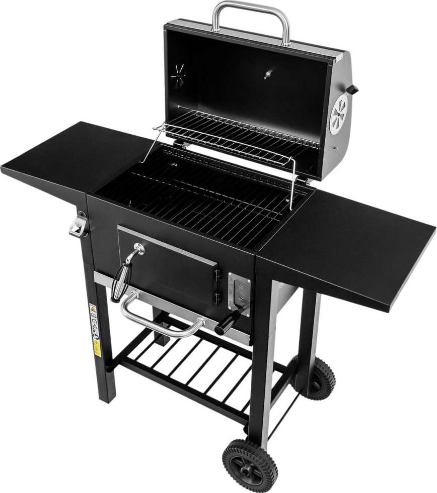 Grill ogrodowy wglowy Mega-M 2x stolik boczny, ruszt emaliowany 42x30 N