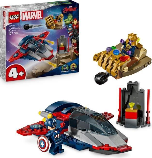 LEGO Marvel Captain America proti Thanosovi, lietadlo, 107 dielov, Quinjet a vesmírna loď, deti 4+