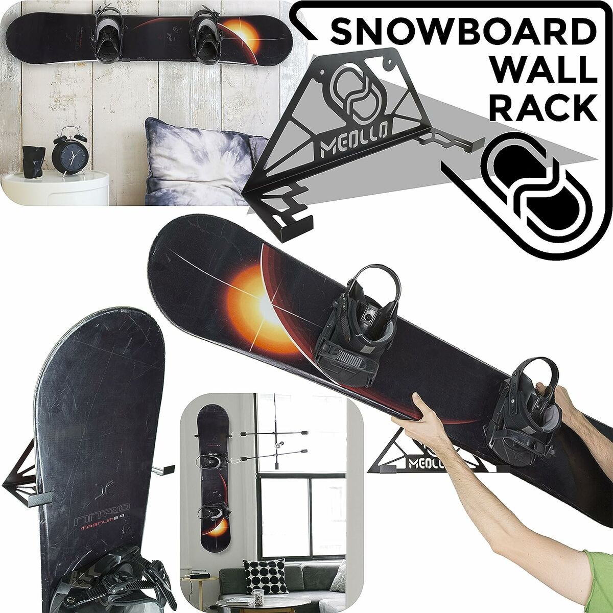 Snowboard Wandhalterung Meollo - Schwarz