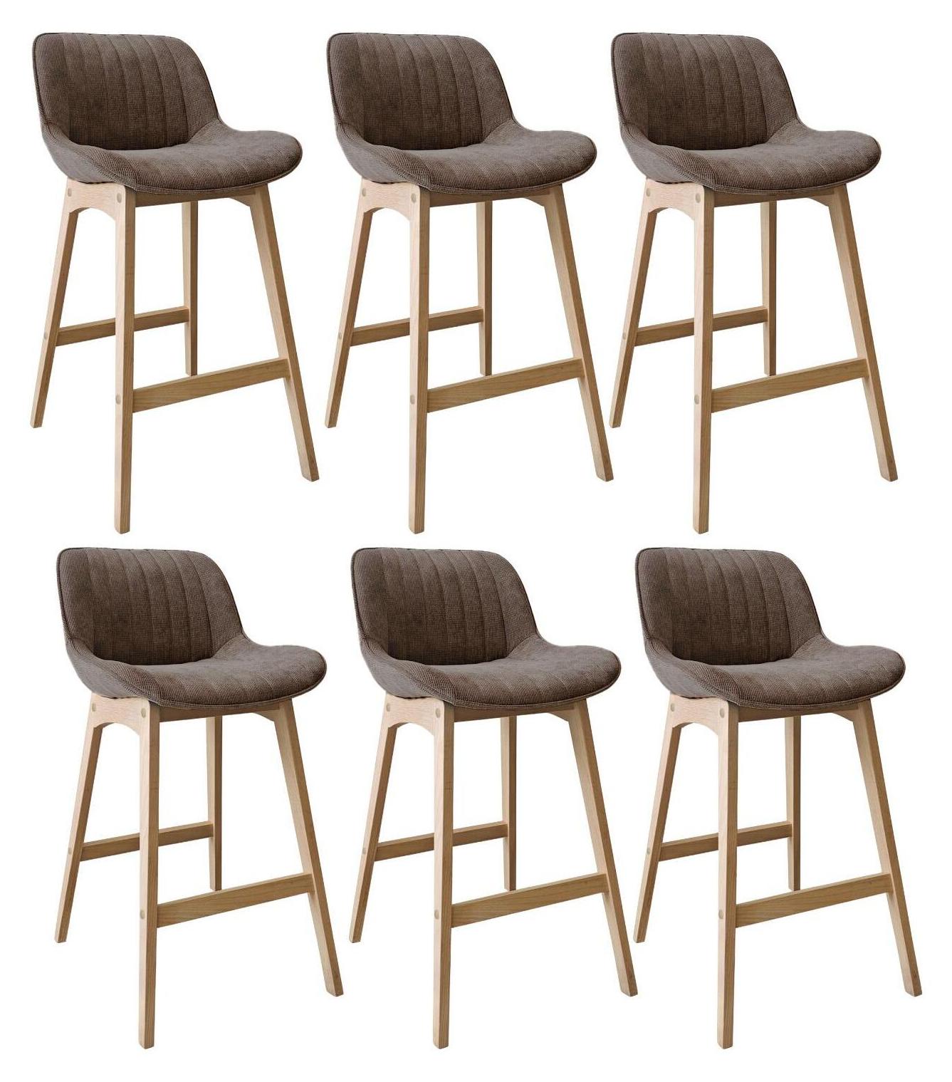 MOB-IN NORDEN Barhocker-Set Eiche & Cord-Samt H75cm