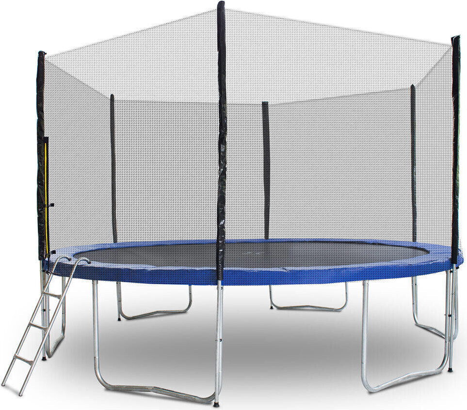 Trampolin-King 400cm Trampolin mit Sicherheitsnetz, Randabdeckung, Leiter, Blau, MS-16530
