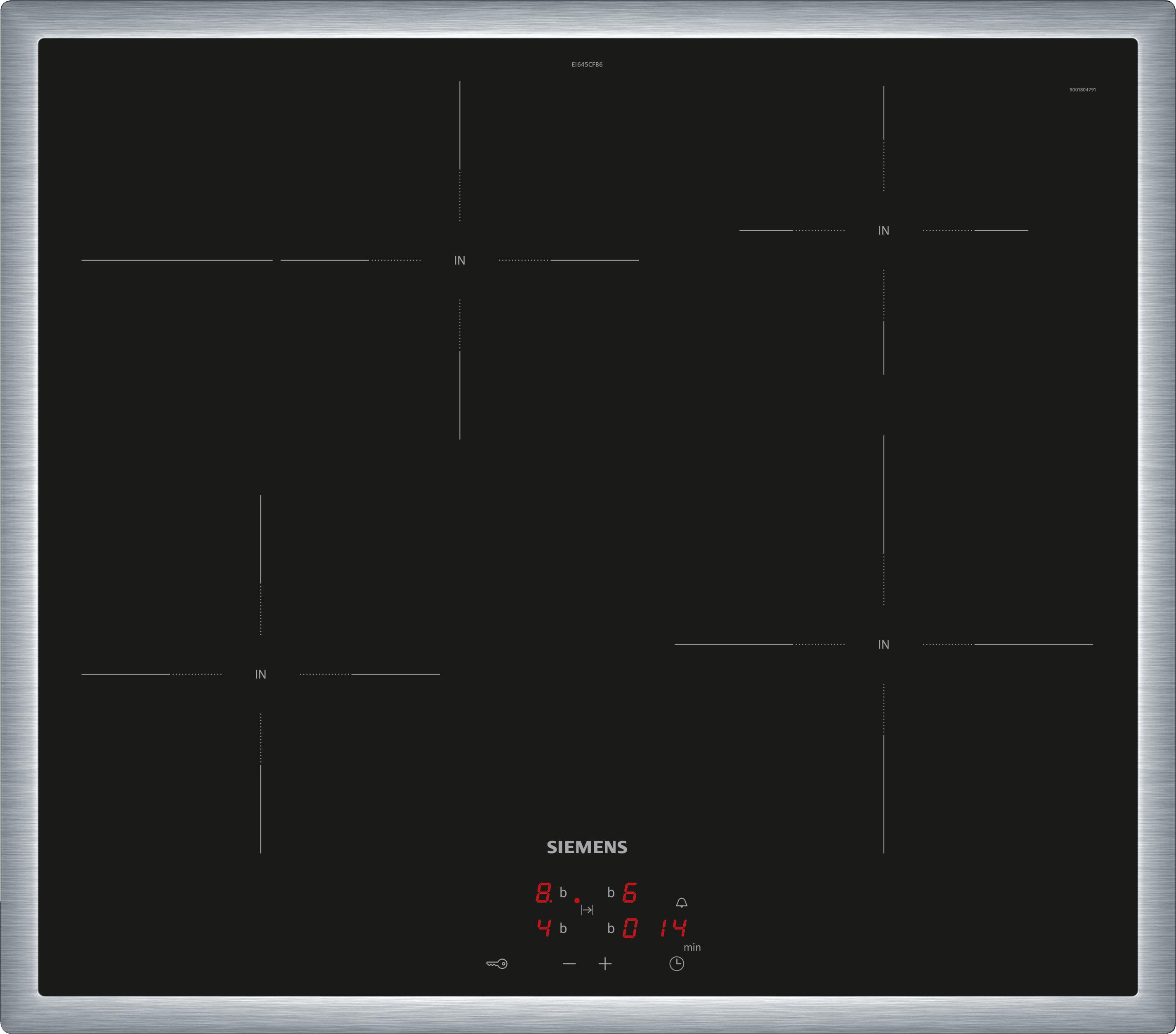 Siemens EI645CFB6E Indukčná varná doska plochá, široký rám, viazaná na sporák, povrchová montáž