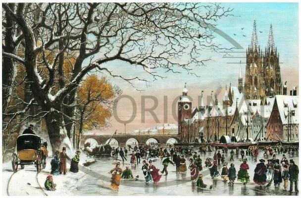 Adventný kalendár s motívom mesta Regensburg, 38 x 26 cm, ilustrovaný