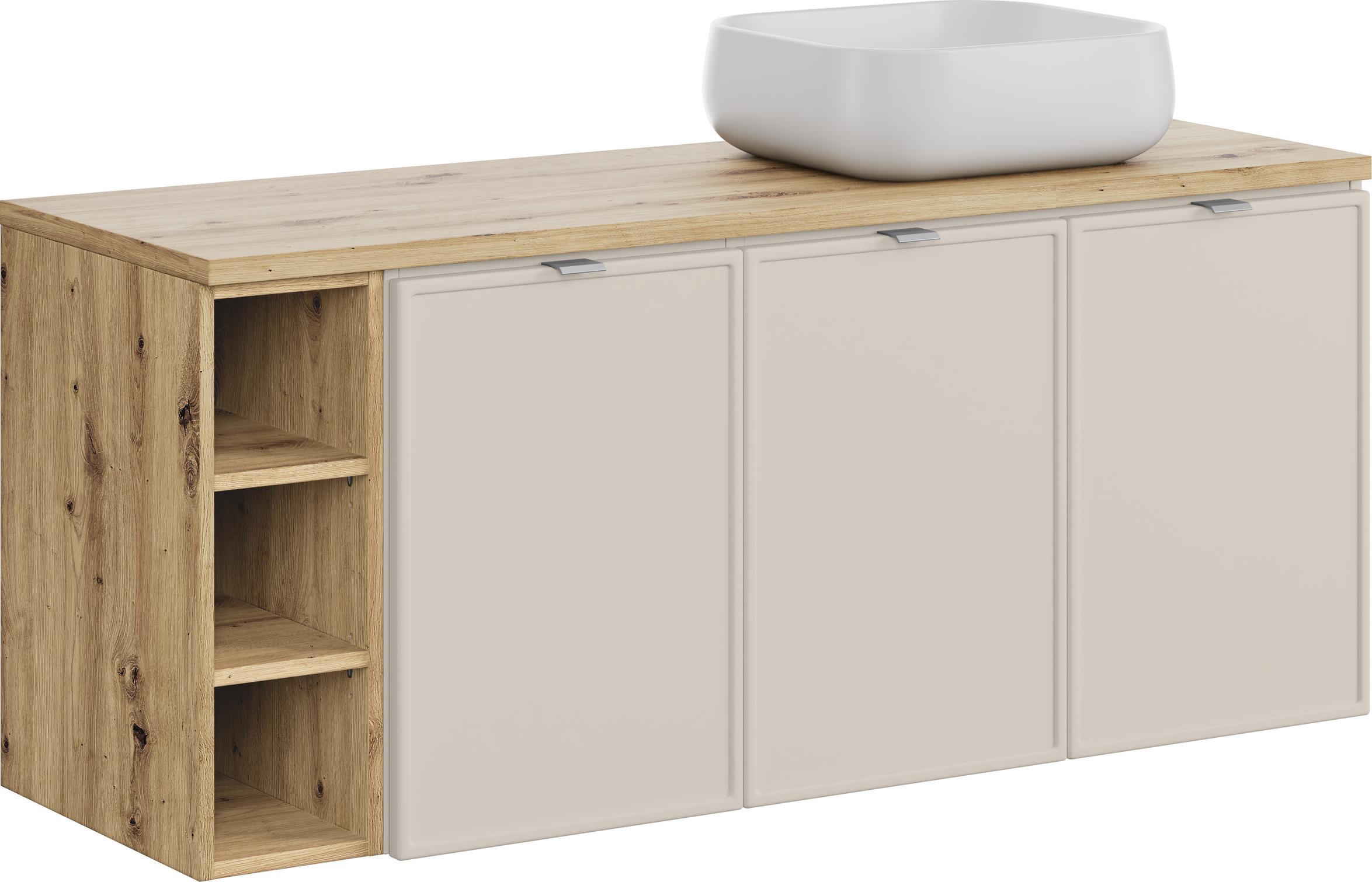 Badezimmerschrank 140 Cm Mit Arbeitsplatte Und Aufsatzwaschbecken