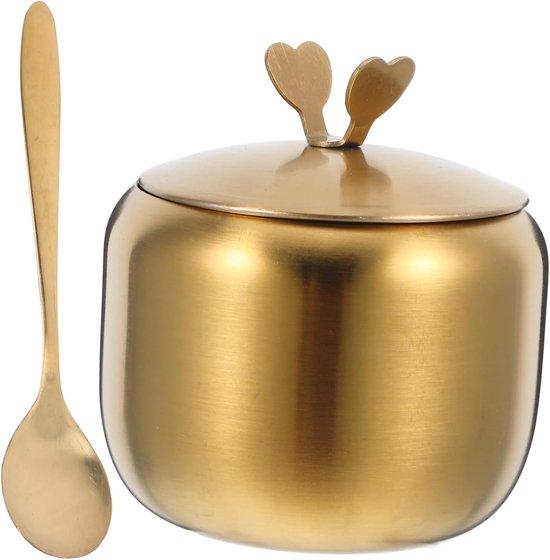 OEM Zuckerbehälter mit Kräuterdose - Kräuterdosendispenser mit Löffel und Deckel - Zuckerbehälter und Zuckerrek 2 in 1 - Gold 2026