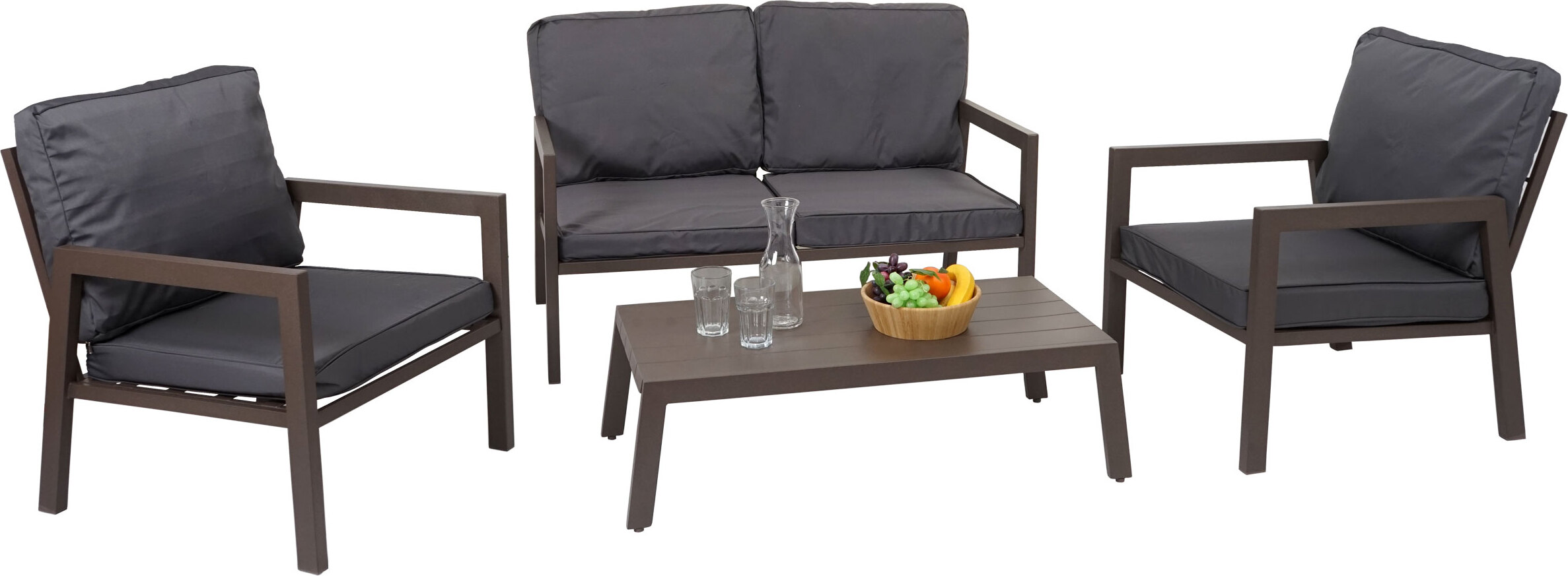 Set HWC-L64, Garden Lounge Garden Set Lounge Set Sofa, Kov ~ Čalúnenie sivé