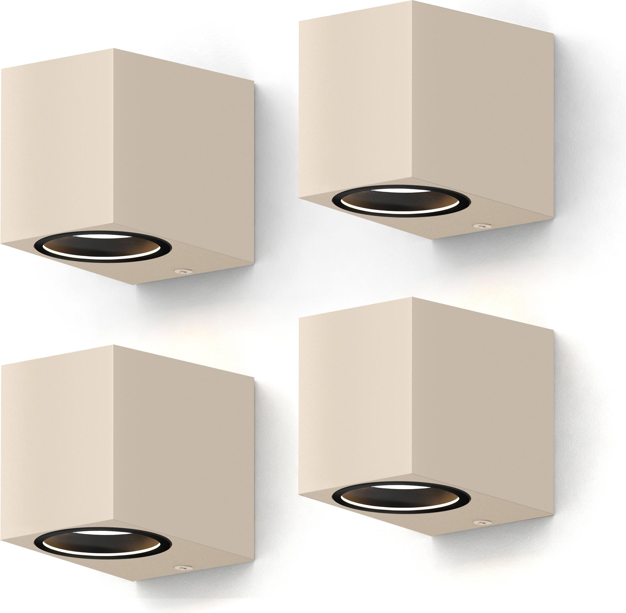 Calex Sanremo Wandleuchte, für Außen & Innen, GU10 Fassung, Rechteck, LED Downlight, wasserdicht, ohne Leuchtmittel, Schwarz, 4-Pack 7001002300-4