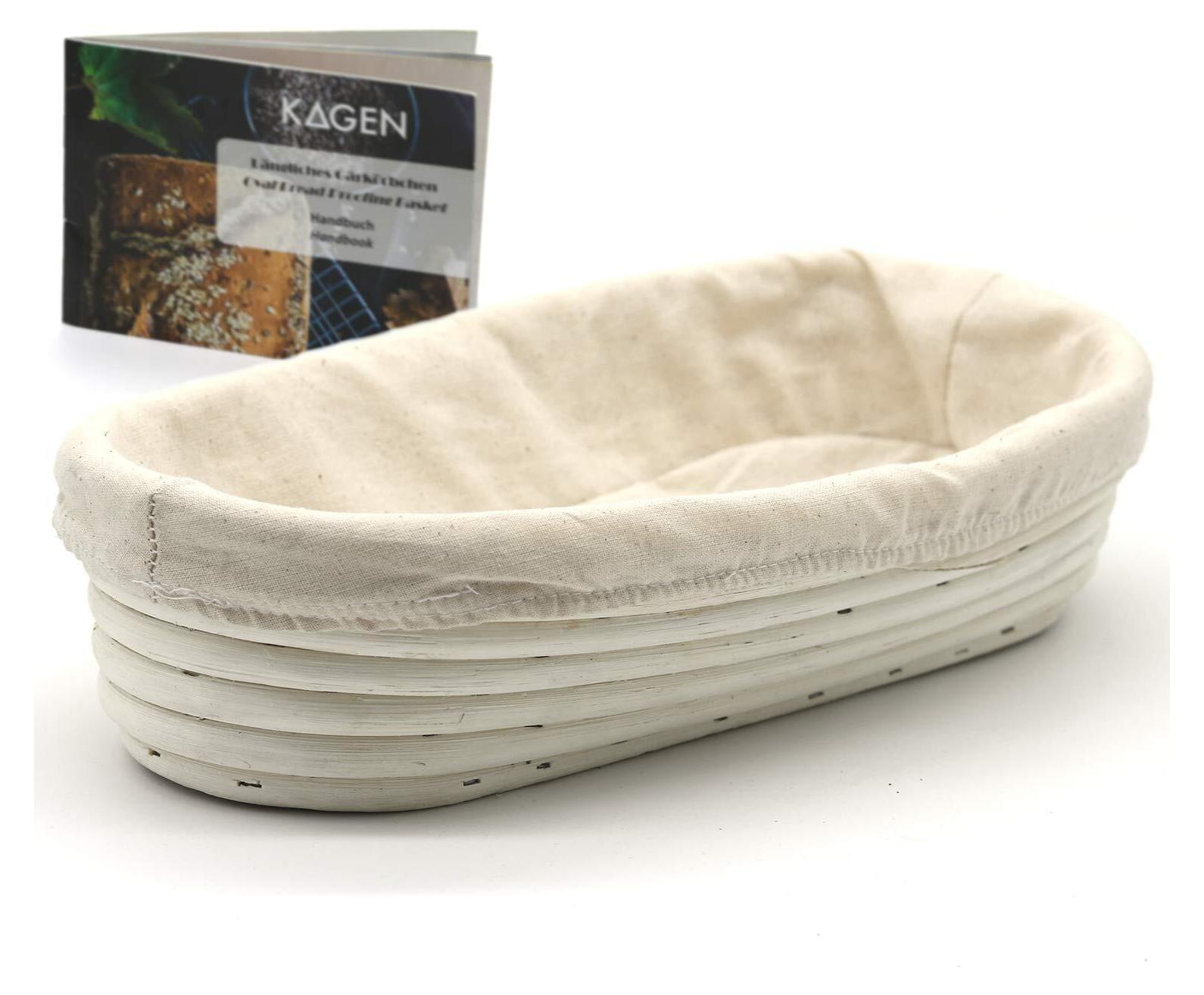 GOURMEO Gärkorb zum Brotbacken - Gärkörbchen für Brot von 500 bis 700 g - ovales Körbchen aus natürlichem Peddigrohr - Gärkorb Set mit Leintuch - kleine bis mittlere Brote AS-645