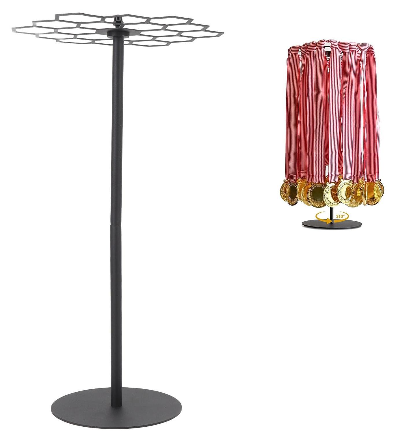 Merkloos Drehbarer Medaillenhalter - Verstellbarer Medaillenhalter - Medaillenregal - Medaillenständer - Robustes Metall - Multifunktionale Tischplatte - Medaillenständer