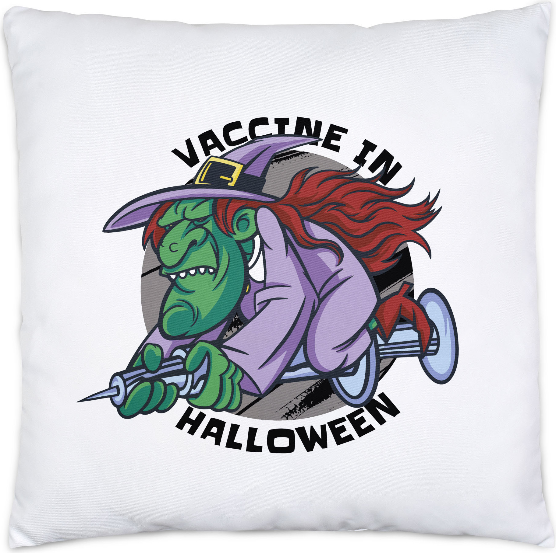 Hey!Print Vaccine In Halloween Kissen Hexenbesen Monster Hexer Spooky Corona Virus Geschenk Lockdown HP-1318-K