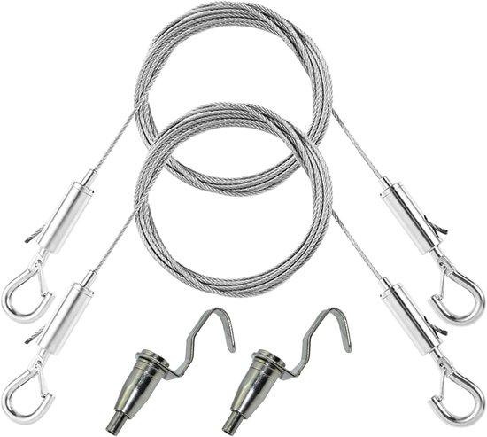 OEM Stahlseil 2m*1,5mm, rohreiserner Hakenhalter, Spiegelhalter, Bilderrahmenhaken, Draht für Bilderrahmen, Fotoliste, Lichtspiegel (2 Stück Draht + 2 Stück Haken) 2026