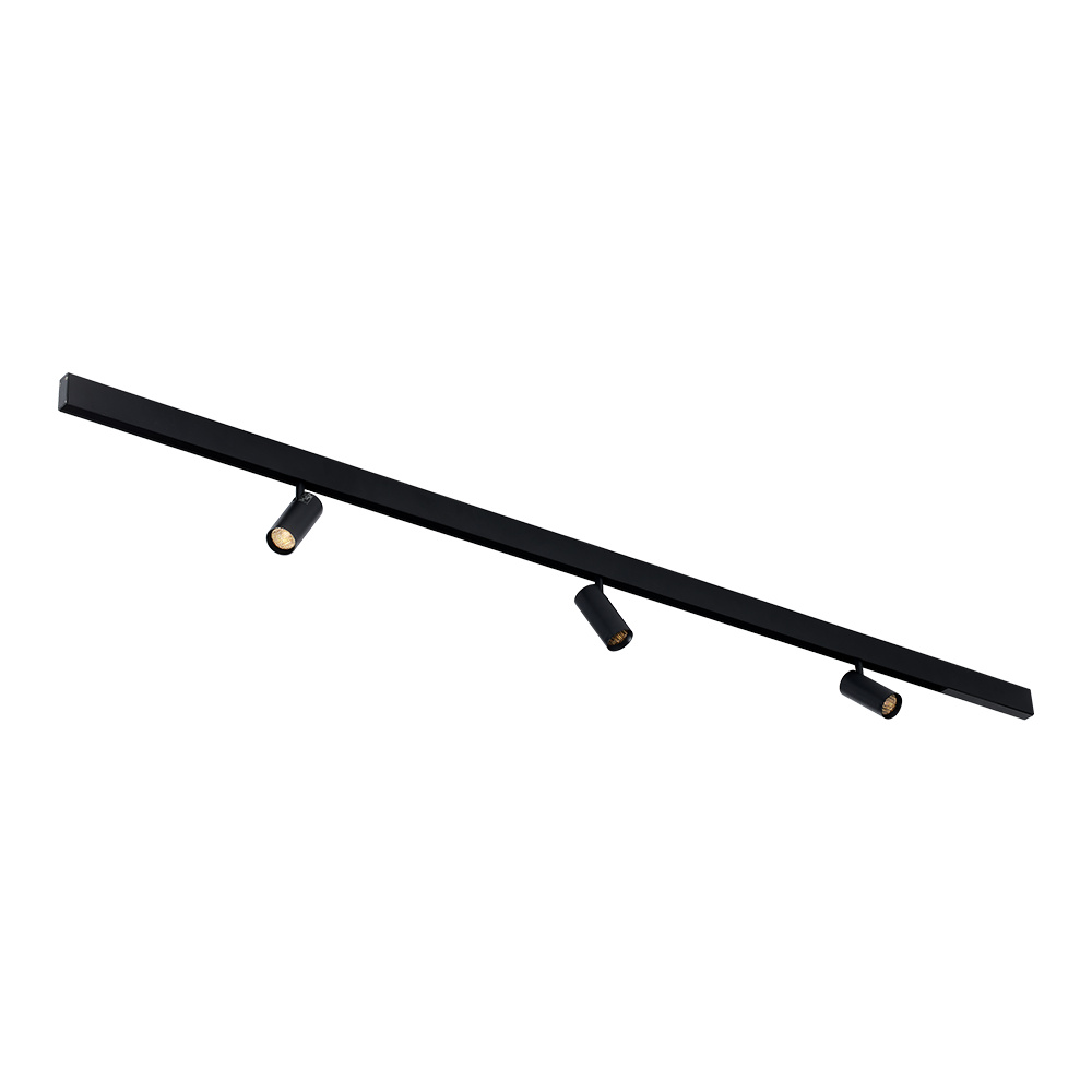 Qub Line Magnet-Schienenset - Schwarz - 2m - 3x Strahler - 48V - Zigbee - Smart LED-Beleuchtung
