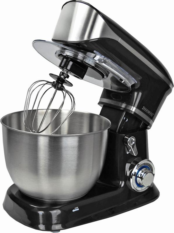 Planetárny mixér s nerezovou misou Royalty Line RL-PKM1900.7, 1900 W, 6,5 litra, 6 rýchlostí + pulzný režim, nadstavce, čierny
