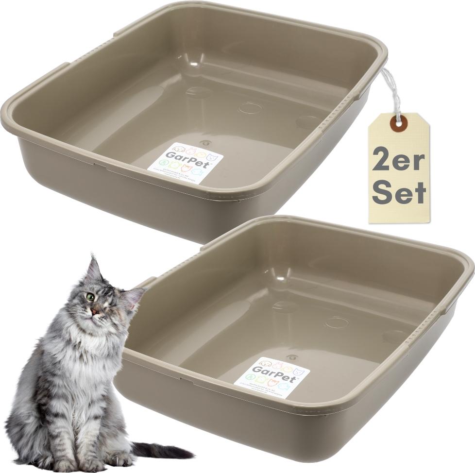 GarPet 2er Set Katzenklo XL Katzentoilette offen ohne Deckel Katzen Schalentoilette Klo Toilette Zubehör Doppelpack Sparpaket Katzentoiletten 2927