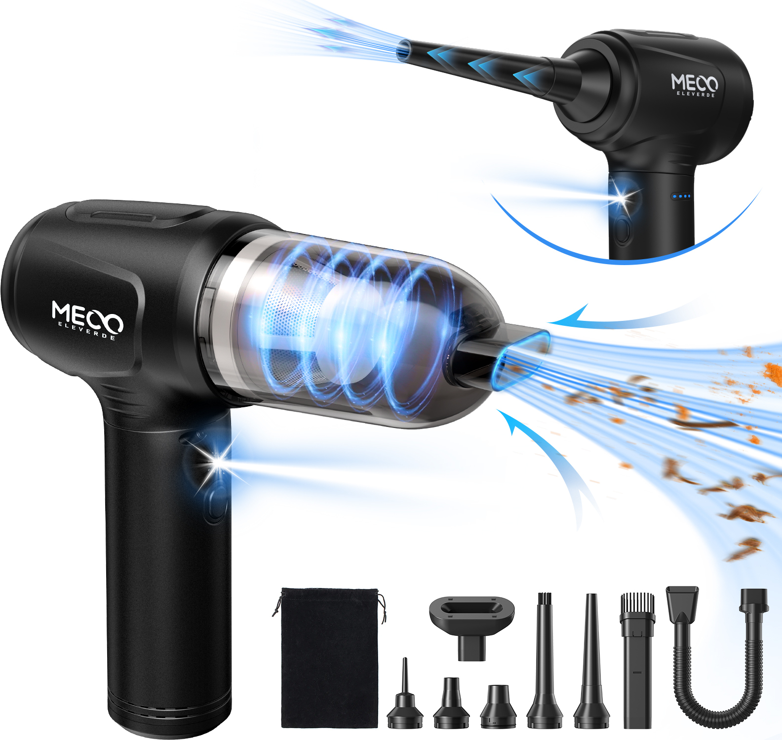 fúkač na prach 4 v 1 stlačený vzduch, ručný vysávač 3 rýchlosti Air Duster 16000pa vysávač 2 hodiny rýchleho nabíjania s tryskami