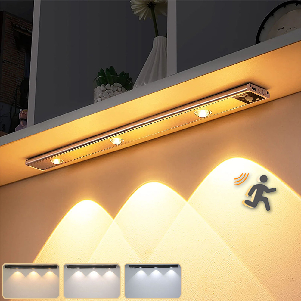 Confezione da 2 luci con sensore di movimento sotto l'armadio, luce LED dimmerabile per armadio, luce notturna con sensore di scansione manuale, 30 cm | Leroy Merlin