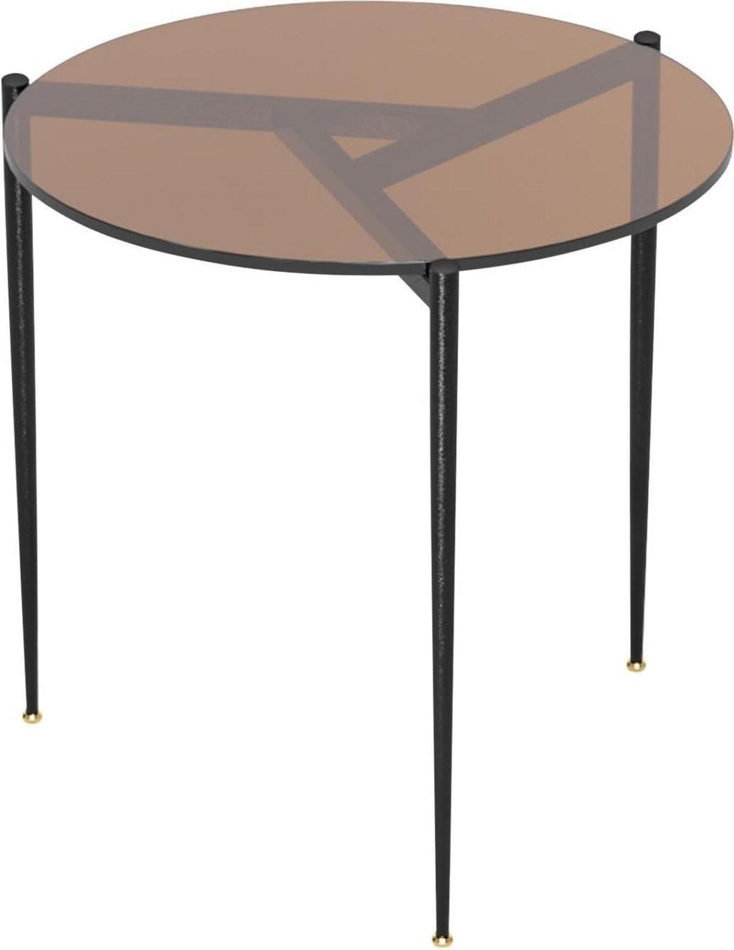 Sonstige Glas Couchtisch Rund Minimalistisch Gold 50 cm × 50 cm
