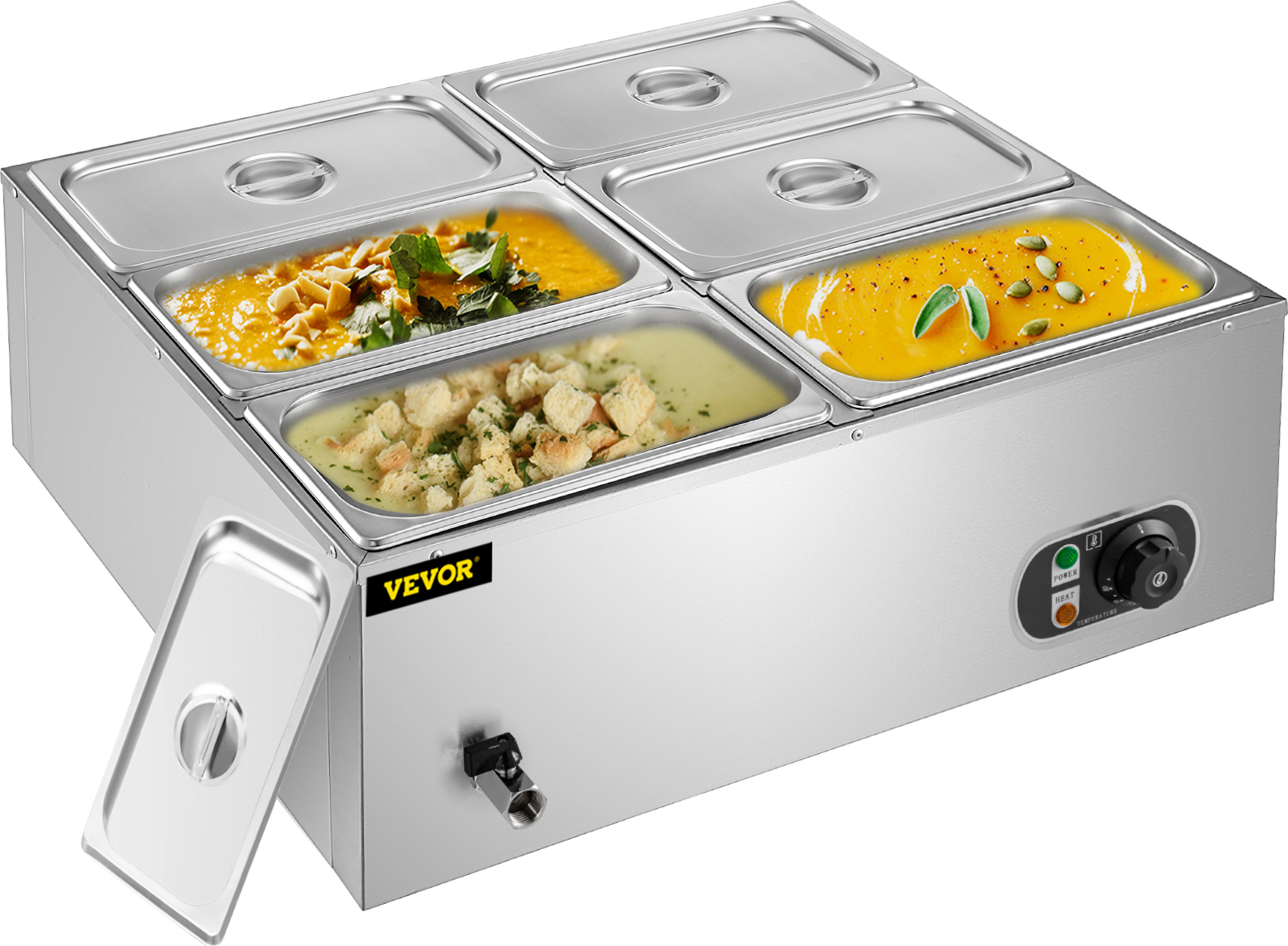 VEVOR Speisenwärmer Mit 6 Behältern (5 Qt / 1/3 G Produktbild-Vorschau 4