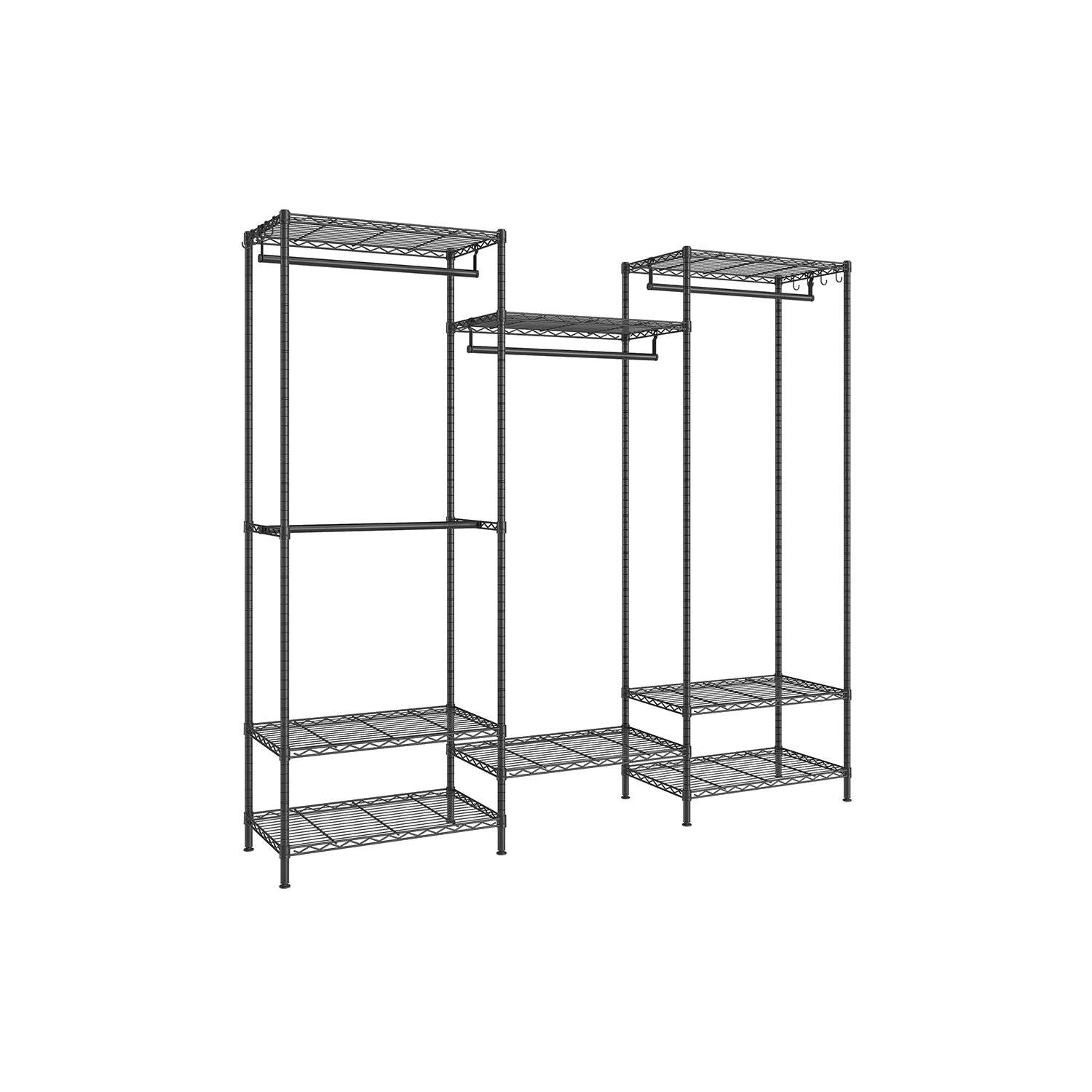 Rootz Living Rootz Offener Kleiderschrank - Kleiderständer - Verstellbare Einlegeböden - Schwarzer Stahl - Max Load 220kg - 40x175x180cm
